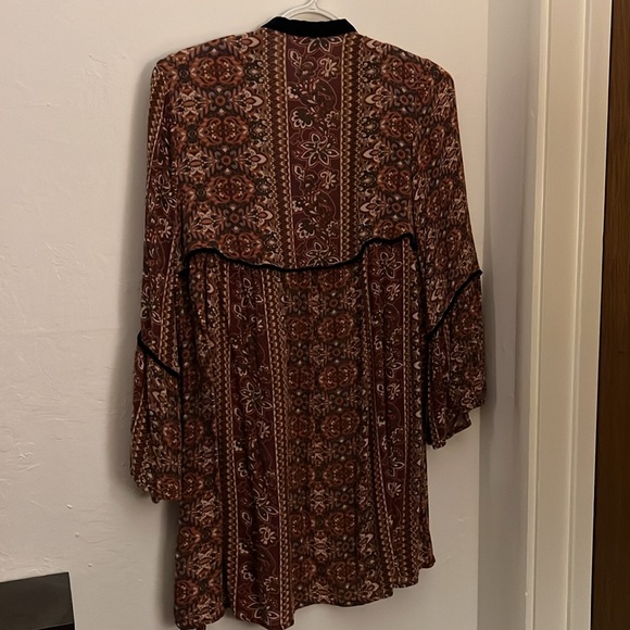 AE Boho Half Bell Sleeve Velvet Trim Flowy Cardigan - Picture 8 of 8